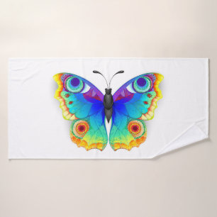 Toalha De Banho Olho Peacock da Borboleta Arco-Íris