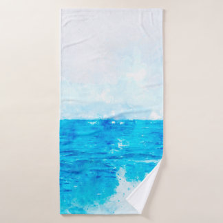 Toalha De Banho Onda colorida abstrata mar oceano água, aquarela
