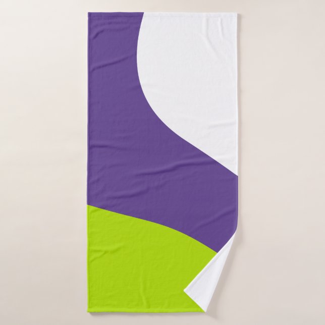 Toalha De Banho Ondas simples em Verde limão e roxo (Toalha de Banho)