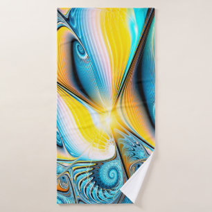 Toalha De Banho ouro artístico abstrato e luz azul moderna