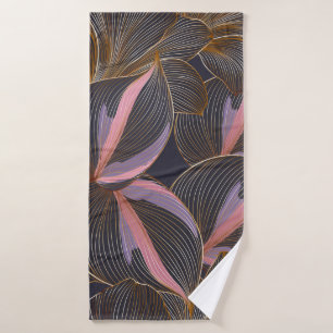 Toalha De Banho Ouro de luxo com fundo floral sem costura com trop