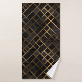 Toalha De Banho Padrão Abstrato Geométrico Preto Contemporâneo Dou