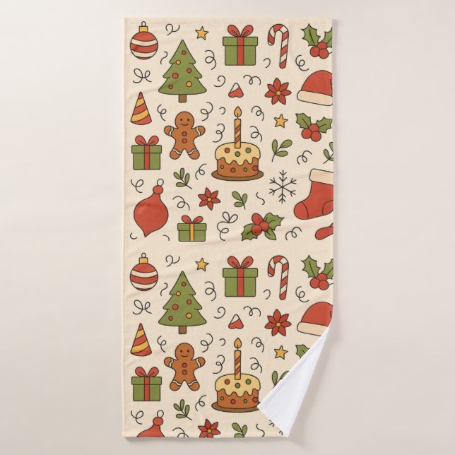 Toalha De Banho Padrão Alegre de Natal (Toalha de Banho)
