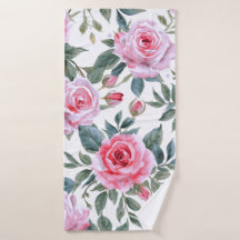 Padrão Aquarela Cottagecore Floral Rosa Roxa