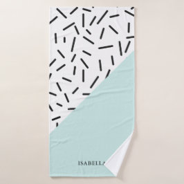 Toalha De Banho Padrão Azul Claro e Geométrico Personalizado
