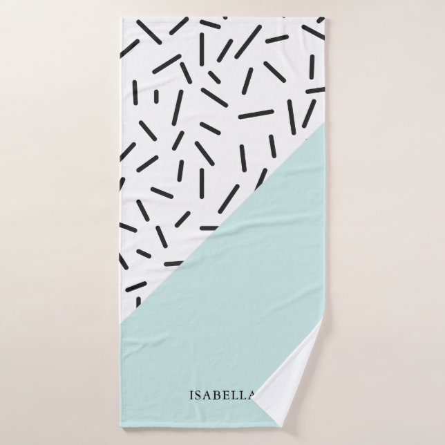 Toalha De Banho Padrão Azul Claro e Geométrico Personalizado (Toalha de Banho)