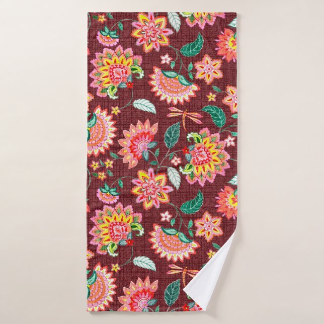 Toalha De Banho Padrão clássico de colheita floral sem costura com (Toalha de Banho)