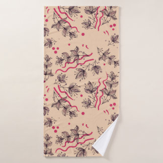 Toalha De Banho Padrão constante de flores e folhas. Forno floral