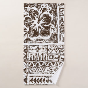 Toalha De Banho Padrão de arte tropical tribal do Havaí indígenas