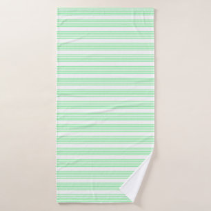 Toalha De Banho Padrão de cinco faixas verde e branco