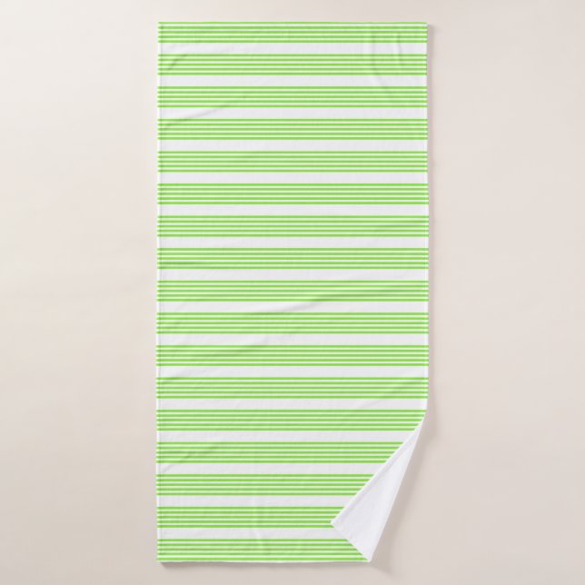 Toalha De Banho Padrão de cinco faixas verdes limões e brancas (Toalha de Banho)