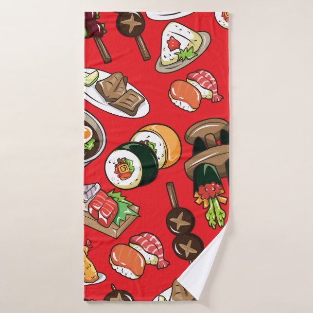 Toalha De Banho padrão de comida japonês uniforme (Toalha de Banho)