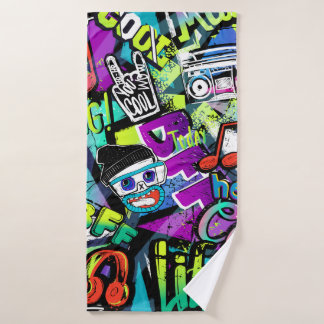 Toalha De Banho padrão de desenho animado uniforme de abstrato. Re