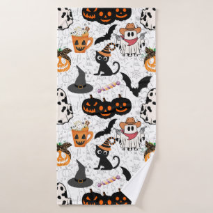 Toalha De Banho Padrão de Halloween. Louco e fofo