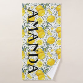 Toalha De Banho Padrão de Lemon Nome Personalizado Bath Towel