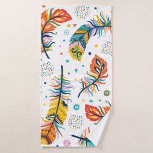 Toalha De Banho Padrão de penas sem costura em estilo boho