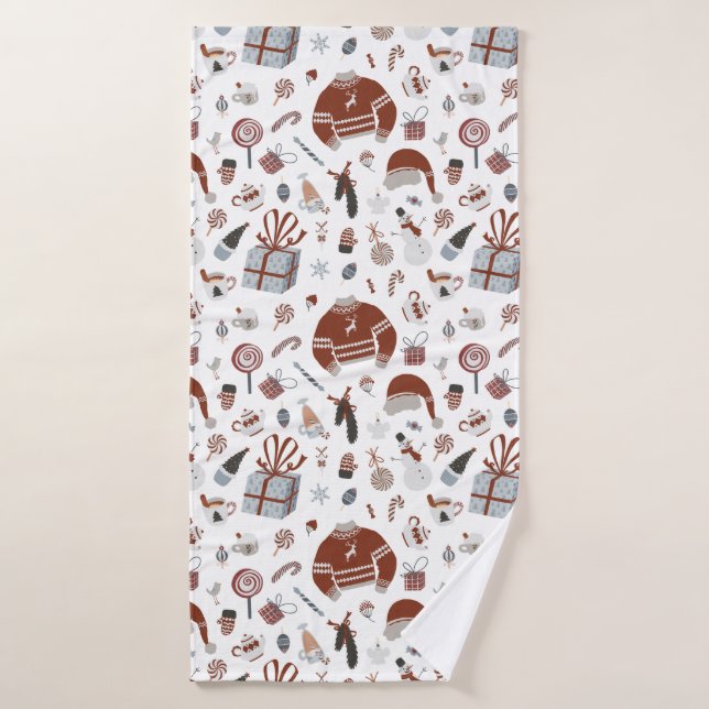 Toalha De Banho Padrão de Suéter de Natal Retroativo (Toalha de Banho)