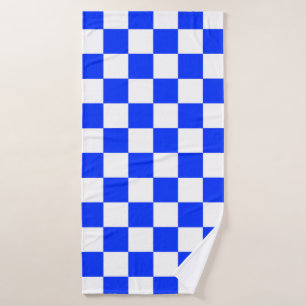 Toalha De Banho Padrão de Verificação Branco Azul