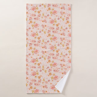 Toalha De Banho Padrão Floral Aquarela Rosa Corado