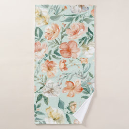 Toalha De Banho Padrão Floral Azul Aquarela Prado de Flores Silves