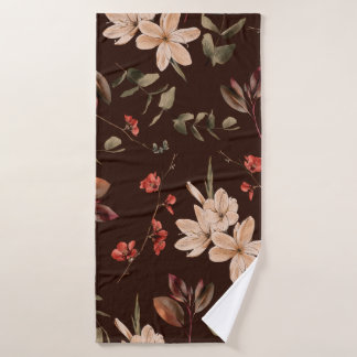 Toalha De Banho Padrão floral boêmico sem costura com castanho esc