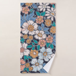 Toalha De Banho Padrão floral elegante em flor de desenhar de mão 