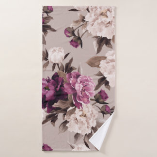 Toalha De Banho Padrão floral sem costura com rosas sobre fundo le