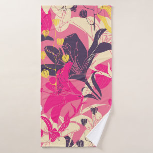 Toalha De Banho Padrão floral uniforme de vindima. Design de cort