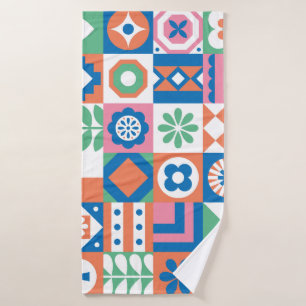 Toalha De Banho Padrão Folclórico Escandinavo abstrato