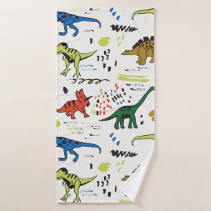 Toalha De Banho padrão gráfico de cores de dinossauros engraçados