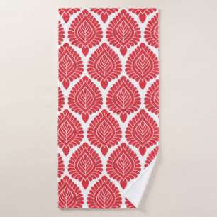 Toalha De Banho Padrão Indígena Vermelho Decorativo em Fundo Bra