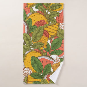Toalha De Banho Padrão perfeito na comida de Verão. Sanduíches,