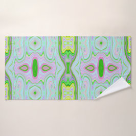 Toalha De Banho Padrão retroAbstrato cor-de-rosa, Verde limão e ág