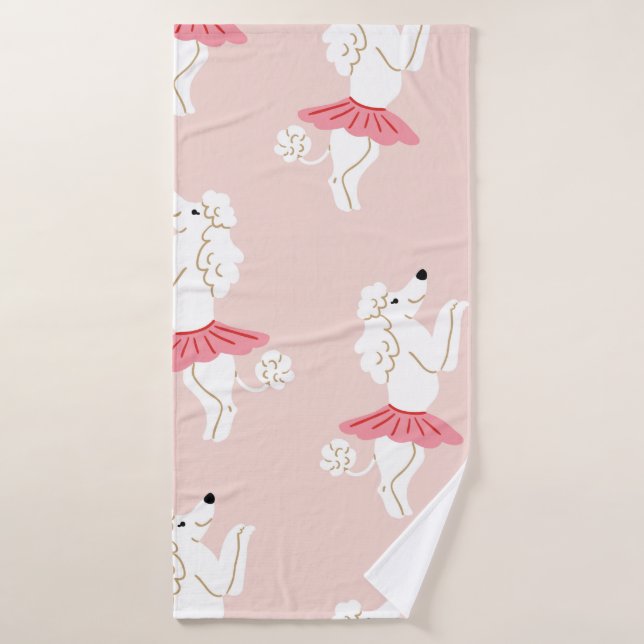 Toalha De Banho Padrão sem costura com cachorros de poodle bonitin (Toalha de Banho)