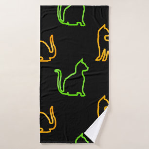 Toalha De Banho Padrão sem costura com catsabstrato,animal,arte,ar