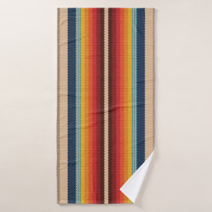 Toalha De Banho Padrão sem costura com faixas coloridas de serape
