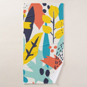 Toalha De Banho Padrão sem costura com flores pintadas à mão e