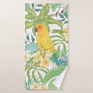 Toalha De Banho Padrão sem costura com flores Plumeria, folhas e