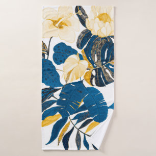 Toalha De Banho Padrão sem costura com folhas e flores tropicais