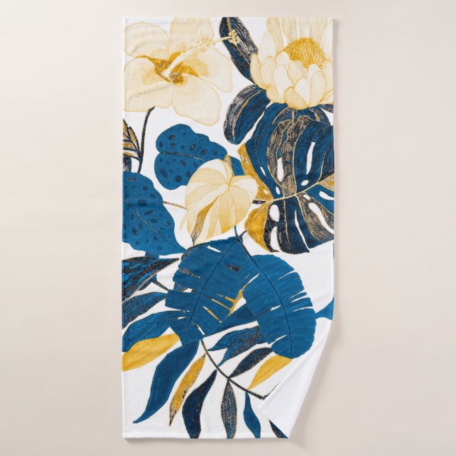 Toalha De Banho Padrão sem costura com folhas e flores tropicais (Toalha de Banho)