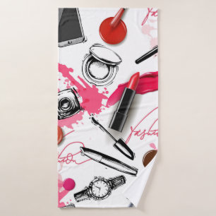 Toalha De Banho Padrão sem costura com maquiagem pintada