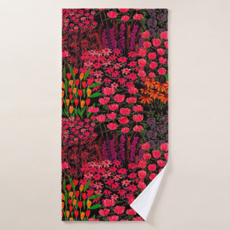 Toalha De Banho Padrão sem costura desenhado à mão com flores silv
