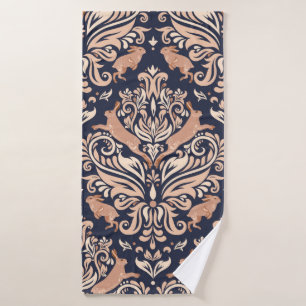 Toalha De Banho Padrão simétrico sem soldadura no estilo Damask.