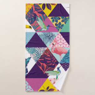 Toalha De Banho padrão uniforme com papagaio, tucanos, beija-flor