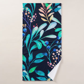 Toalha De Banho Padrão uniforme de aquarela. Botânica complicada