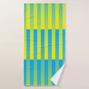Toalha De Banho Padrão verde amarelo azul riscado