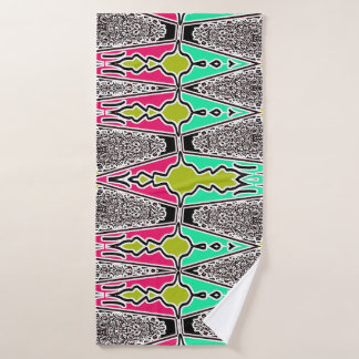 Toalha De Banho Padrão Vibrante de Arte Folclórica Geométrica Flor