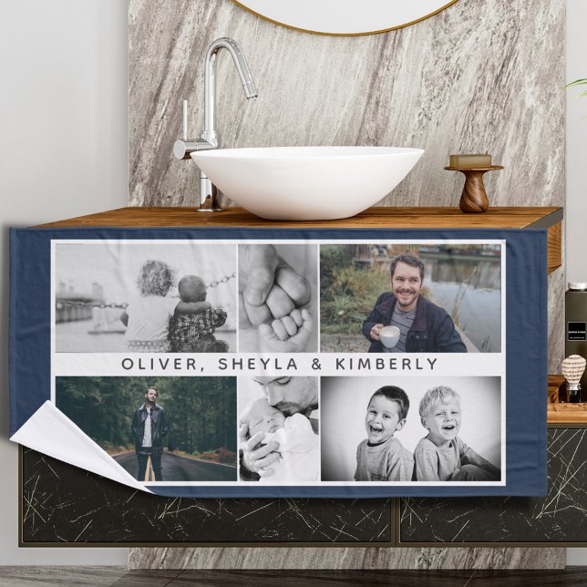 Toalha De Banho Pai com Colagem de Fotografias do Pai 6 para Crian (Criador carregado)