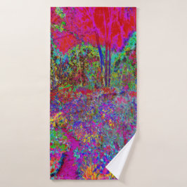 Toalha De Banho Paisagem de Jardim Impressionista Psicodélica