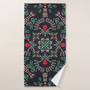 Toalha De Banho paisley, crânios e ossos Bandana Impressão, fa